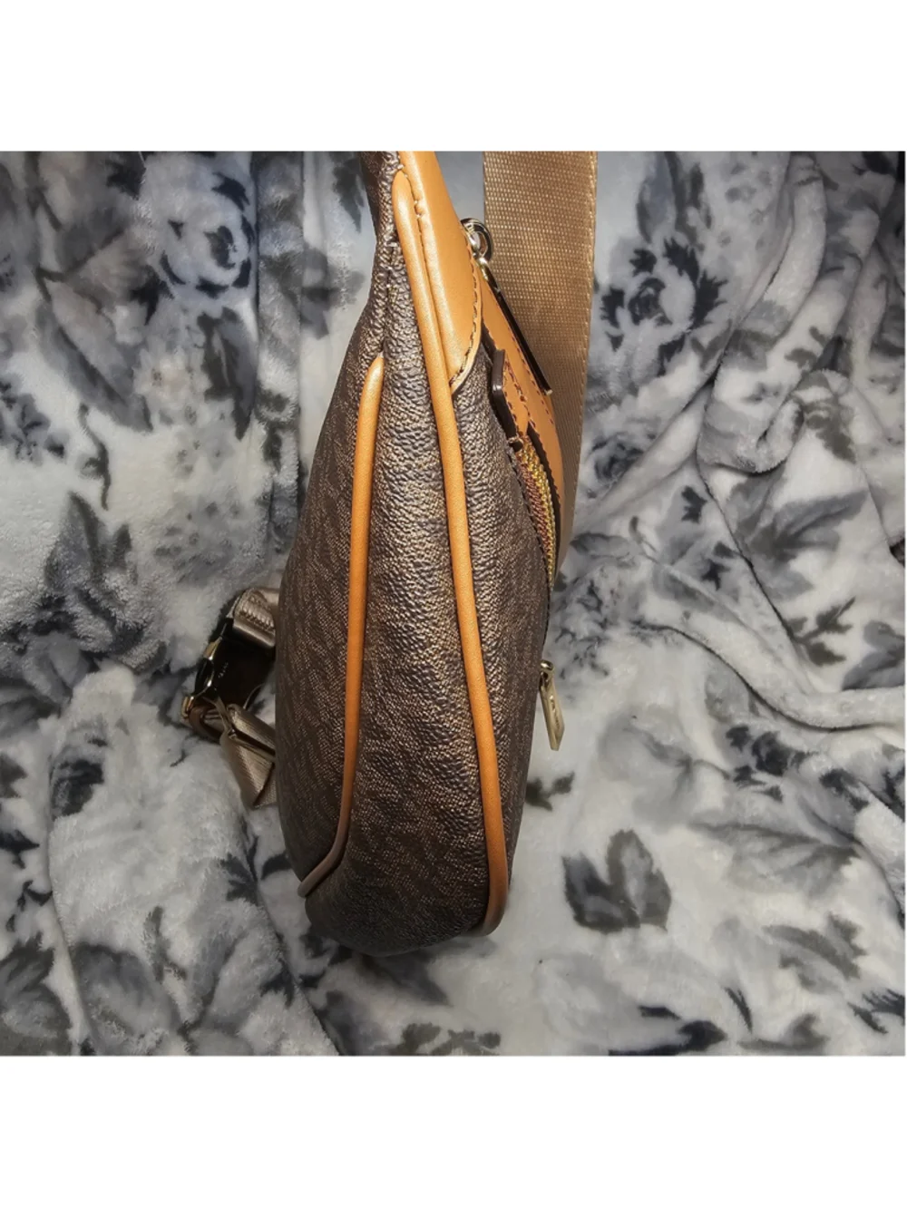 Michael Kors Signature Monogram Belt Bag Sling Pack in Brown/Acorn